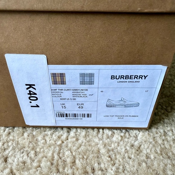 Burberry Low Top Slip On Trainer on Rubber Sole Sz 15 - Picture 15 of 15